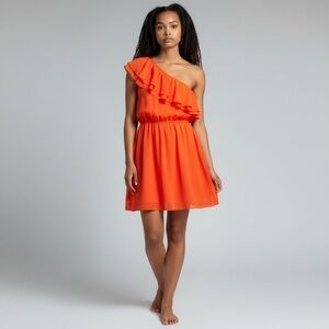 Parker Orange Asymmetrical One Shoulder Sundress - size XS